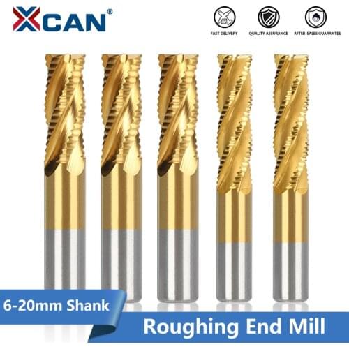XCAN HSS Roughing End Mill Titanium Coating 4 Flute Carbide End Mill Spiral Milling Cutter CNC Router Bit
