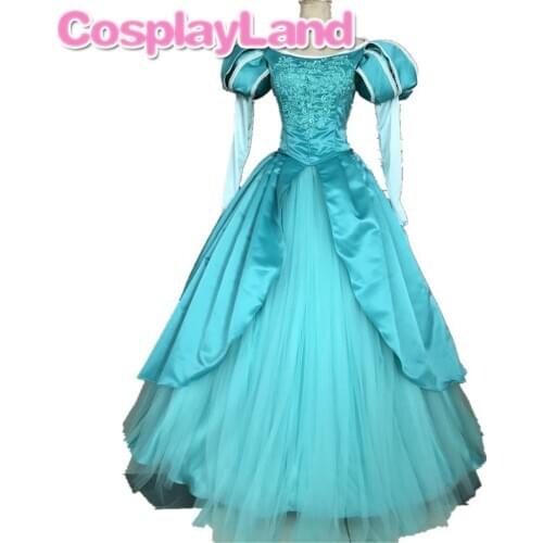 Ariel Cosplay Costume Halloween Adult Princess Dresses Cosplay Mermaid Long Sleeve Skirt Lace up Party Dress