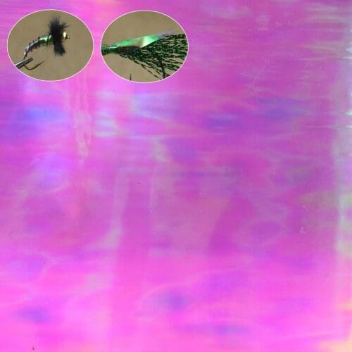 MNFT 8PCS Fly Tying Clear Plastic Rainbow Film Flies Wing Shirmp Skin Midge Flash Fly Lure Material 12CM X 20CM