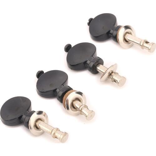 Musiclily Ukulele Tuning Pegs Keys Machine Heads Tuners, Chrome with Black Button (Set of 4)