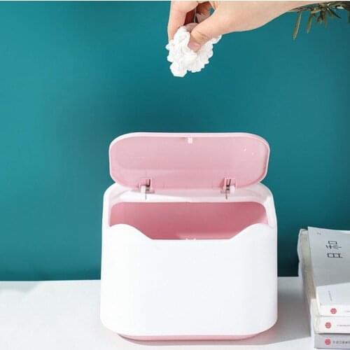 Desk Mini Trash Cans Bin Portable Table Waste bin Desktop Dustbin For for Home Living Room Kitchen Bathroom Office Trash Can