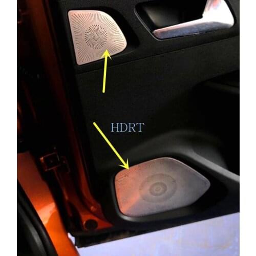 Stainless steel silver/black interior modification speaker sound trim frame door horn ring cover for Peugeot 2008 2020 2021