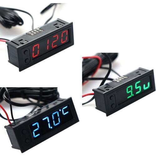 OOTDTY DIY Multifunction High-precision clock inside and outside Car temperature Battery voltage Monitor Panel Meter DC 12v