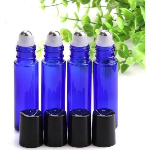 Wholesale Blue Roll On Fragrance Glass Bottles Essential Oils Glass Roller Ball Aromatherapy Bottle LX1075