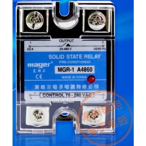 Mager Genuine new original SSR Single-phase solid state relay 60A MGR-1 A4860 AC control AC 220VAC-AC 24-480V 70-280VAC