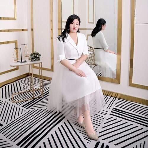 Prom Gown White Fashion Dress Red Plus Size A-Line Knee-Length Half Sleeves Women Party Night Boat Neck Celebrity Dresses D013