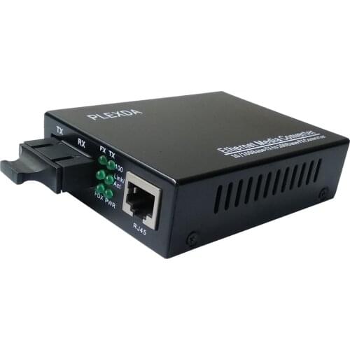 Plexda 10/100M Single mode 1310nm 20km Dual SC Fiber media converter 100Base-TX to 100LX Ext.+5V (FMC-FES14-E20SC)