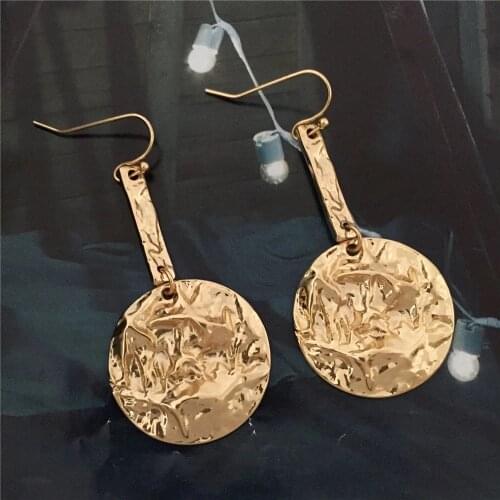 New Korean Statement Round Earrings For Women Geometric Gold Color Dangle Drop Earrings Brincos Fashion Jewelry