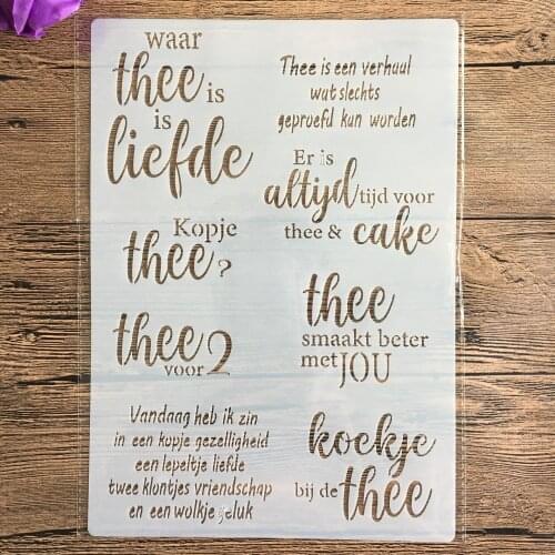 A4 English inspirational blessings wall stencil, scrapbook, embossing album, decorative, paper card template drawing stencils