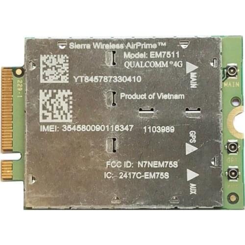 Sierra Wireless EM7511 4G LTE Cat12 module GPS, GLONASS, BeiDou, and Galileo for America M.2 Download 600Mbp Upload 150Mbps