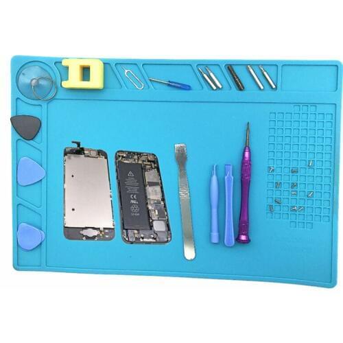 34*23*3.5cm Blue Heat Insulation Silicone Soldering Pad Repair Maintenance Platform Desk Mat