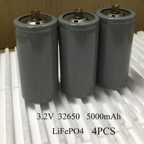 32650 4PCS 3.2V LiFePO4 Battery IFR Rechargeable 5000mAH Lithium Ion Cell For Electric Bike E-bike Batteries Pack With Screw