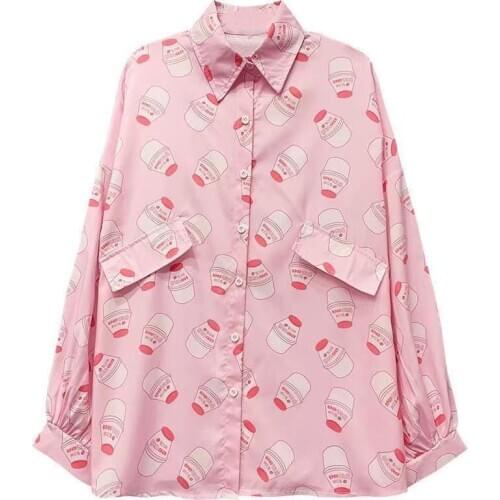 2021 New Summer Women jacket Korean Fashion style UPF clothes Sweet Cute cartoon print Loose Casual female Pink jacket