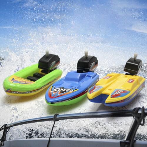 1Pcs Random Color PVC Baby Speed Boat Ship Toys Creative Baby Clockwork Boat Ship Bath Toys Shower Toy