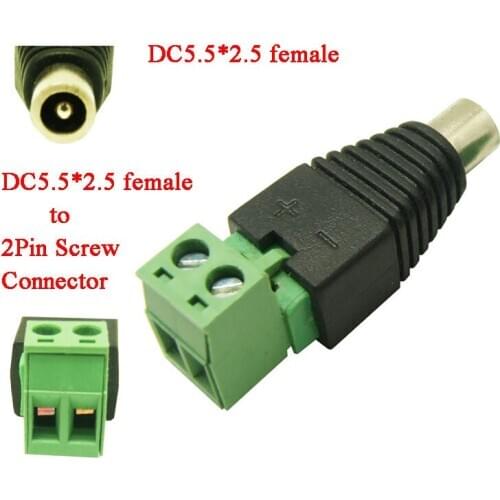 100Pcs DC 5.5*2.5 female plug to screw connector DC Power female Connector DC 5.5*2.5mm stocket to block Terminal
