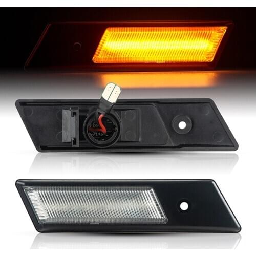 2Pcs Dynamic Amber Blinker Indicator Side Marker Turn Signal Light For BMW 3 5 7 Series E32 E34 E36 1990-1996 Sequential Lamp