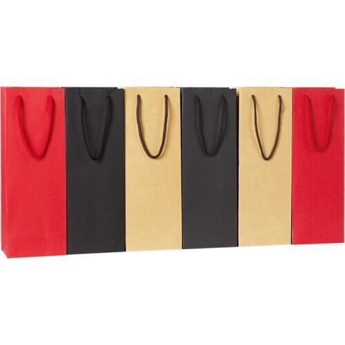 36x13x8cm Paper Wine Bags Red Black Kraft Paper, wine packing bags, red wine handbags gift bag F20173298