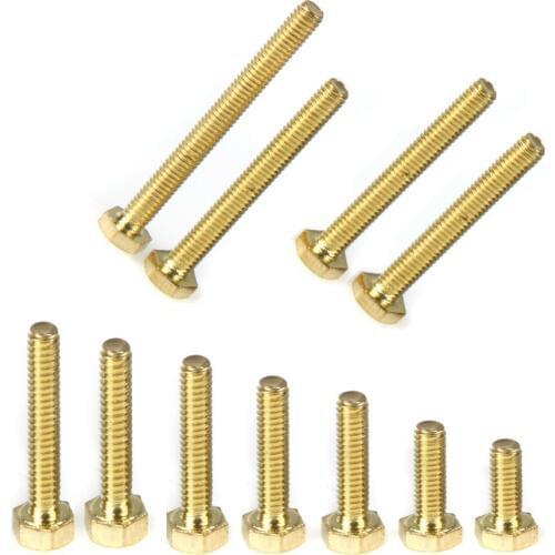 50pcs M4 Copper Hexagon Screws Hexagon Bolts Brass Screws M4*6/8/10/12/16/20/25/30/35/40/50mm Fasteners for building decoration