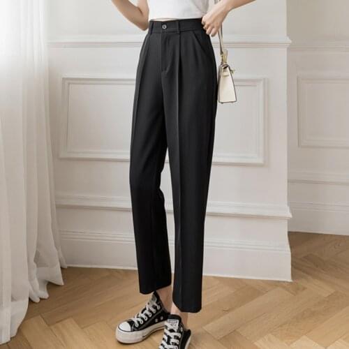Casual Solid Color Women Harem Pants Spring Summer Fashion Office Lady Black Trousers Female Chic Draped High Waist Pants