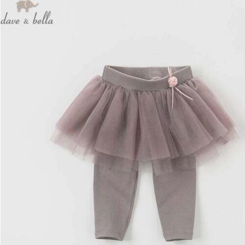 DB5510 dave bella spring summer baby pants kids trousers girls pants with ruffles tutu pants