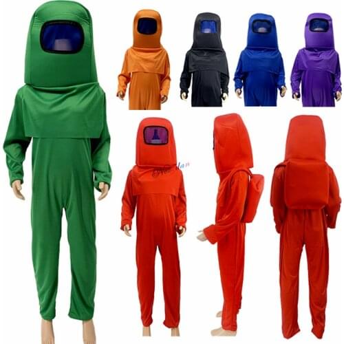 Kids Among Us Costume Game Anime Cosplay Jumpsuit Child Halloween Party Costume With Bodysuit+Mask+Backpack
