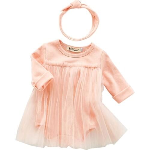 Baby Girl Clothes Spring and Autumn Pure Cotton Long-Sleeved Lace Dress Triangle Jumpsuit 0-2 Years Old Quality Childrens Wear