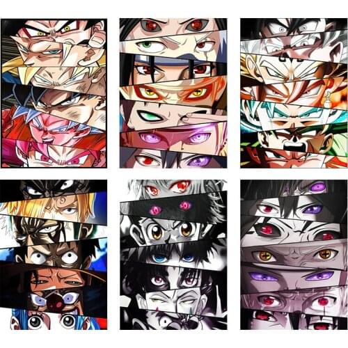 Anime Dragon Ball One Piece Naruto Characters Eyes Canvas Painting Mural Living Room Bedroom Home Wall Decoration Cuadros Gifts