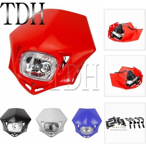 Red Off Road Motocross Head Lamp High / Low Beam Motorcycle Dual Headlight Fairing for Honda XR CRF EXC SX Yamaha YZ YZF WR