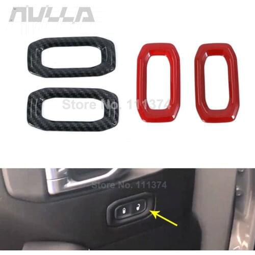 Red Car Door Lock Switch Button Frame Protect Decor Cover Trim For Jeep Wrangler JL 2018 2019 2020 Car Interior Accessories