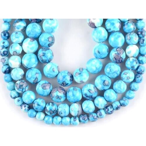 Natural Blue Rain Flower Stone Round Loose Beads For Jewelry Making 4-12mm Spacer Beads Fit Diy Bracelet Necklace Accessory 15