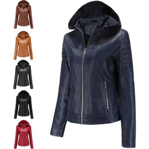 New autumn and winter womens leather jacket women plus velvet warm coat detachable hooded косуха женская chaquetas de mujer
