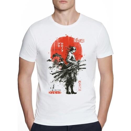 Summer Japan anime Tshirt Men Samurai Wano Kuni Straw Hat Captain Cartoon print Tshirt Casual Hip Hop streetwear White tee