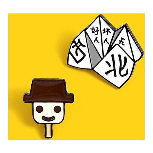 Fashion Origami east south west north Snowman Ice cream Enamel Pins Brooch Splicing Brooches Badges For Friends Jewelry Spille
