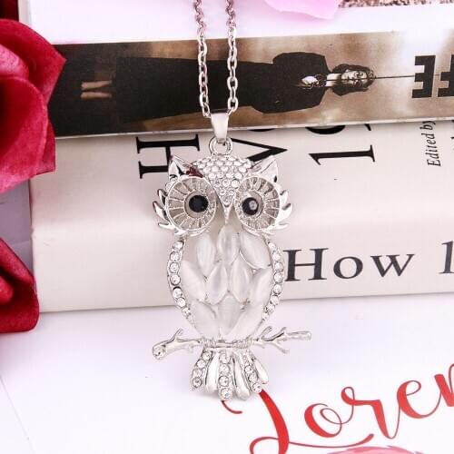 10Pcs/Lot Fashion Women Necklace Charm Crystal Vintage Owl Choker Pendant Torque Sweater Necklace Flawless Ornaments Necklaces