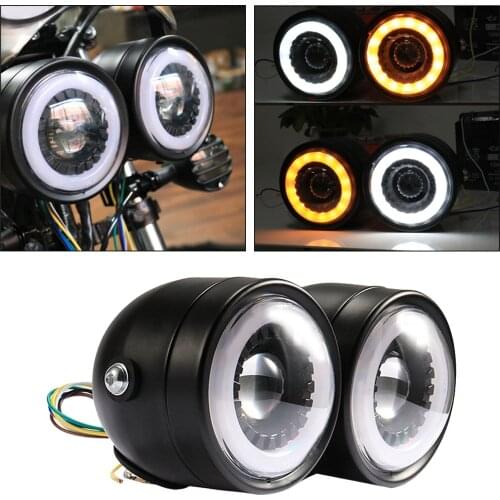 Motorcycle Twin Headlight 35W Double Head Lamp Drive Light Universial for Harley Motocross Scooters Cruisers Replacement