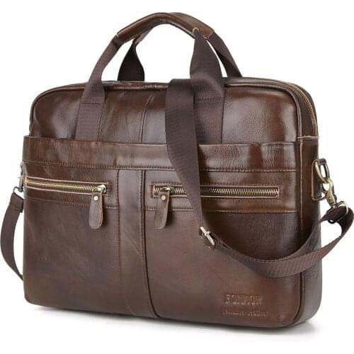 Mens Briefcase Office Laptop Bags For Men Genuine Leather Male Tote Briefcase Messenger Handbag Business Travel Bag