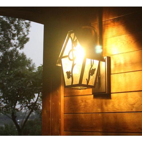 Balcony 1 piece Outdoor Wall Lights glass lantern Garden yard lamp Waterproof lighting Exterior Lights Retro Aluminum Led sconce