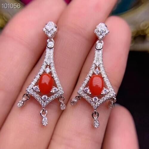 Real And Natural Precious Coral Earring Free shipping Natural real Precious Coral 925 sterling silver earrings