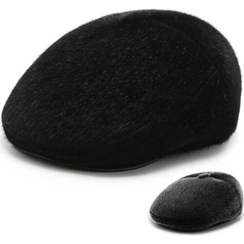 New Winter Faux Fur Newsboy Hat With Earflaps Beret Dad Hat For The Elderly Peaked Winter Warm For Old Men Cap зимняя шляпа