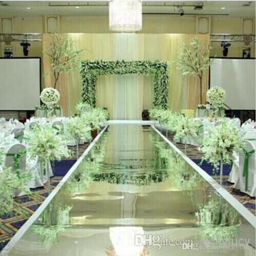 New Arrival 1m/1.2m/1.5 m Wide Fashion Gold Silver Mirror Carpet Aisle Runner For Wedding Party Decorations Supplies
