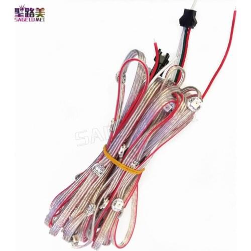New Holiday Light 50leds Pre-soldered WS2812B LED Heatsink DC5V 5050 RGB WS2811 IC Built-in & 12cm Wire LED string lighting