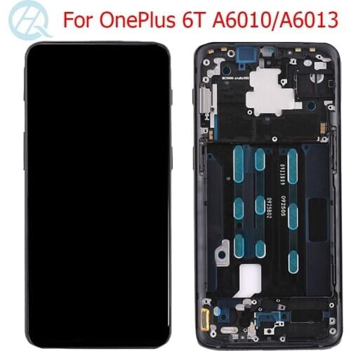 Original 1+6T AMOLED LCD For Oneplus 6T Display With Frame 6.41" One Plus 6T A6010 A6013 LCD Touch Screen Digitizer Assembly