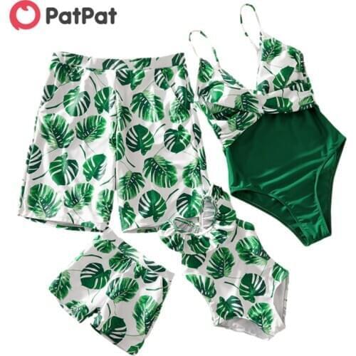 PatPat 2021 New Summer Banana Leaf Matching Swimsuits Family Look Childrens Clothing