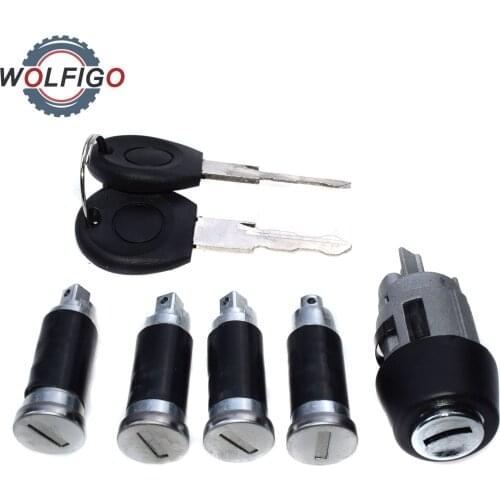 WOLFIGO Set Ignition Starter Switch Lock Barrel with Keys for VW T4 Transporter Caravelle 1990-2003 701837205
