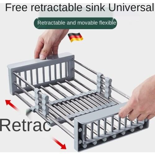 Kitchen Sink Storage Shelf Sink Top Bowl and Chopstick Rack Sink Drain Basket Dish Drainer Dish Storage Rack Retractable