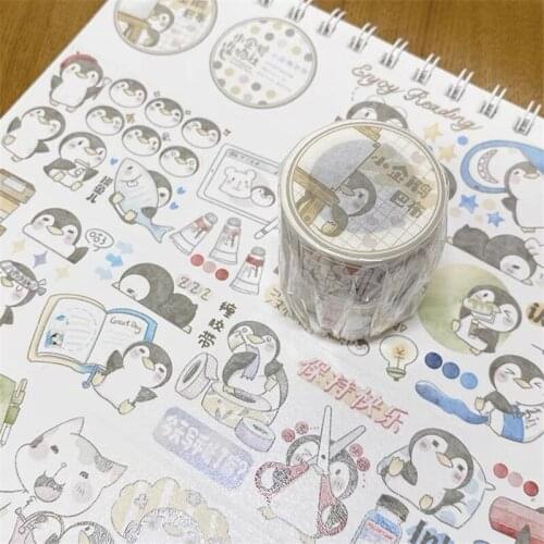 Lovely Little Penguin Washi Tape for Bullet Journal DIY Scrapbooking Decorative Sticker