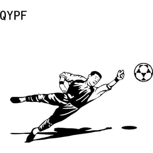 QYPF 16.1*9CM Interesting Player Kicking Soccer goalkeeper Decor Car Sticker High Quality Silhouette C16-0524