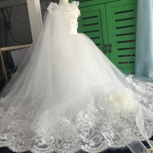 2021 Luxury Puppy Dog Wedding Party Dresses High-end Handmade White Lace Princess Dress Pet Clothes Photography Dog Outerwear