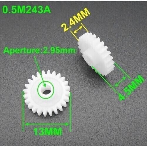500Pcs 0.5M 0.5 Modulus Plastic Spur Gear Pinion 24T 24 Teeth 24-Tooth 3mm 2.95mm 243A Model Accessories Dia.13mm X 4.5mm *FD192