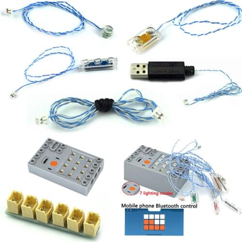 LED Light Bricks USB 5In1 Hub 1X1 1x2 1x3 Building Block Bluetooth Control MOC Technical Parts Street House Contruction Toys